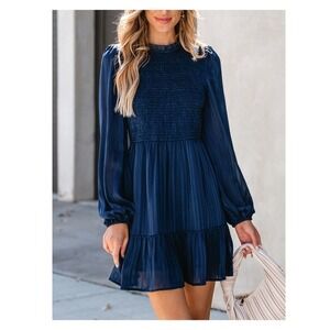 CUPSHE Womens Ditsy Floral Long Sleeve A-Line Mini Dress‎ Smocked Dress XS